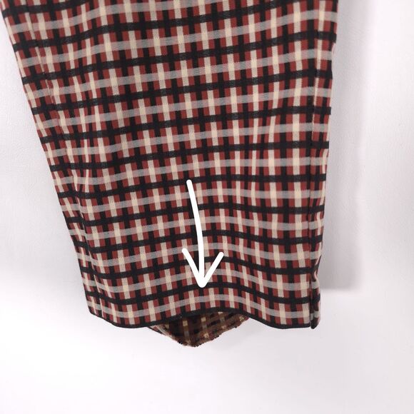 ALYSI Women’s Pants Size 12 Plaid Check Gingham ITALY MADE Skinny Straight Brown - Picture 7 of 12